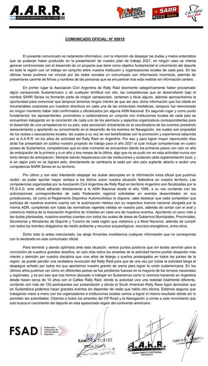 COMUNICADO OFICIAL AARR 22_08_20