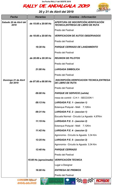 CRONOGRAMA RALLY DEL OESTE-ANDALGALA 2019-1